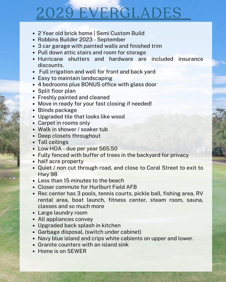 Property Photo: 2029 Everglades Drive FL 32566