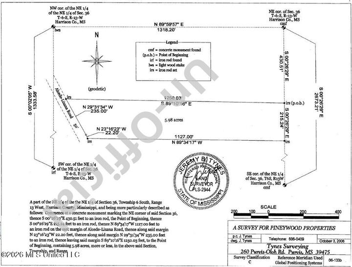 Property Photo:  5.98 Acres Alcede-Lizana Road  MS 39503 