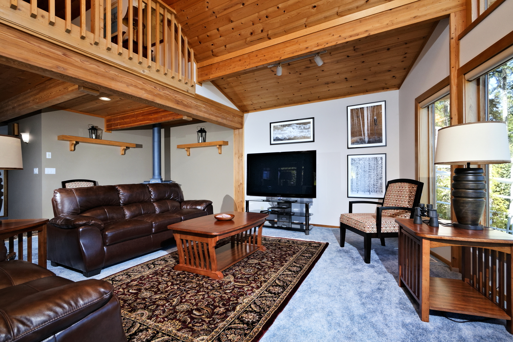 Property Photo: Soaring ceilings frame the mt & sound view 540 E Lombard Rd S  WA 98546 
