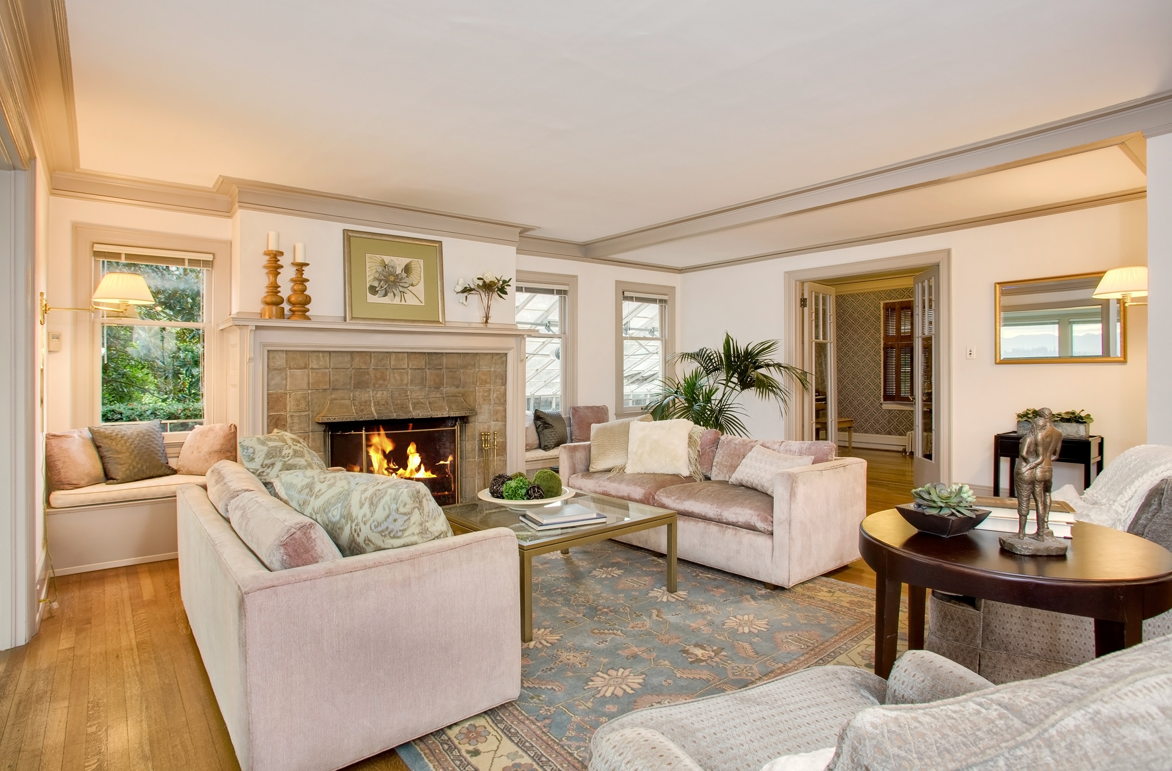 Property Photo: Gracious living room with fireplace 1714 Evergreen Place  WA 98122 